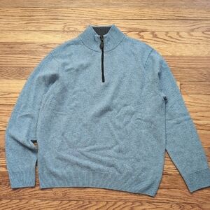 The Cashmere Project Men's Classic Zip-Up Sweater in Light Blue